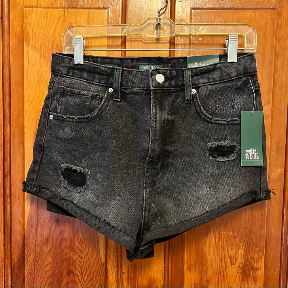 Black jean shorts